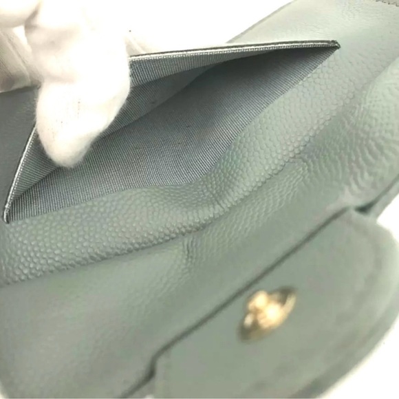 💯 CHANEL Quilted Matelasse CC Logo Caviar Skin Coin Purse Wallet w/ COA card - Picture 4 of 6